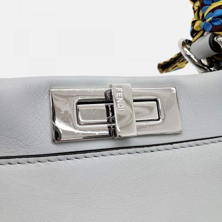 Pre Owned Fendi Blue Leather Peekaboo Regular Bag