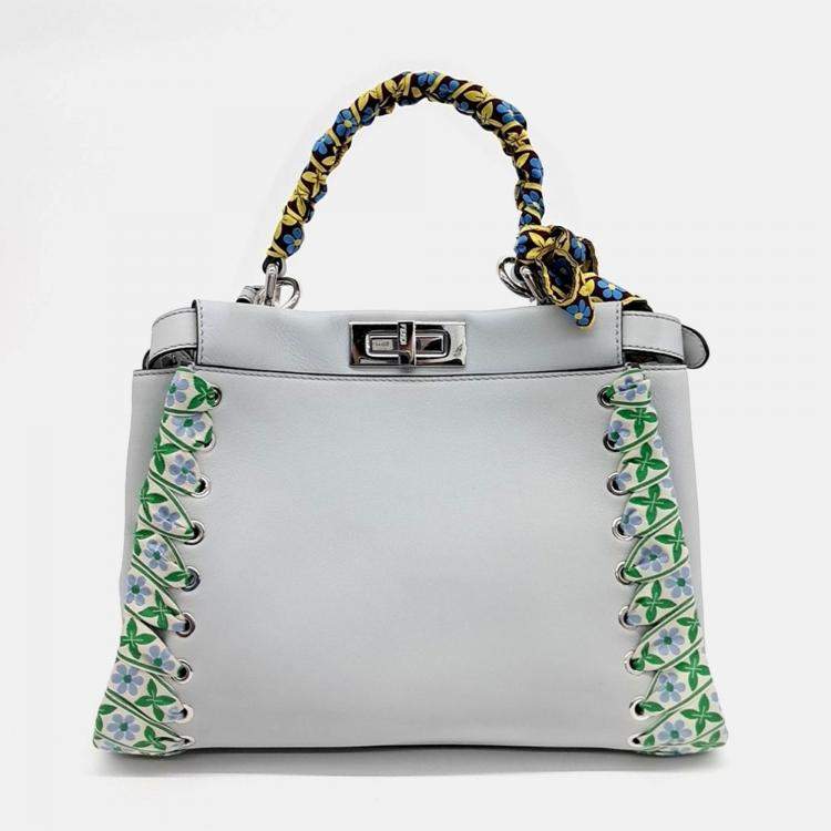 Pre Owned Fendi Blue Leather Peekaboo Regular Bag