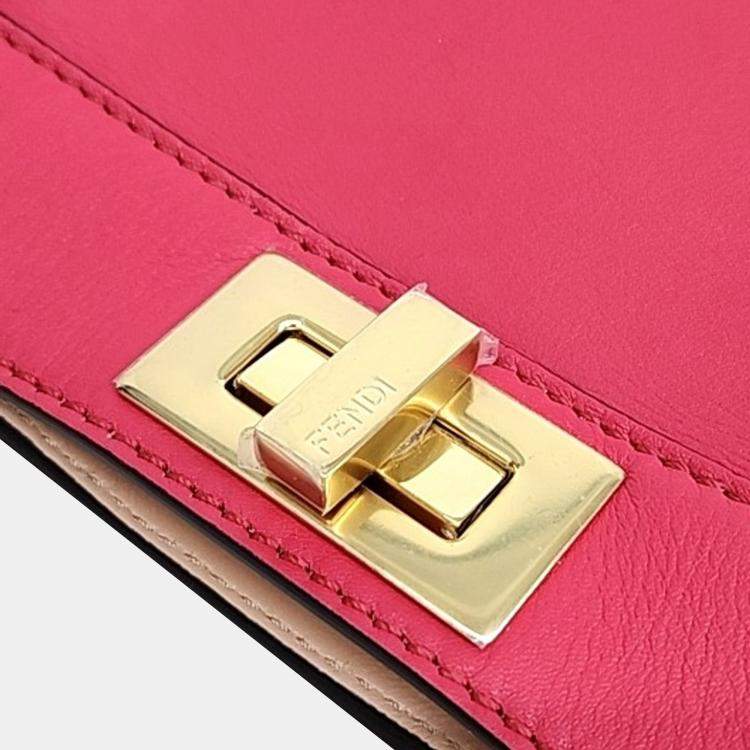 Pre Owned Fendi Pink Leather Peekaboo I See U Small Bag