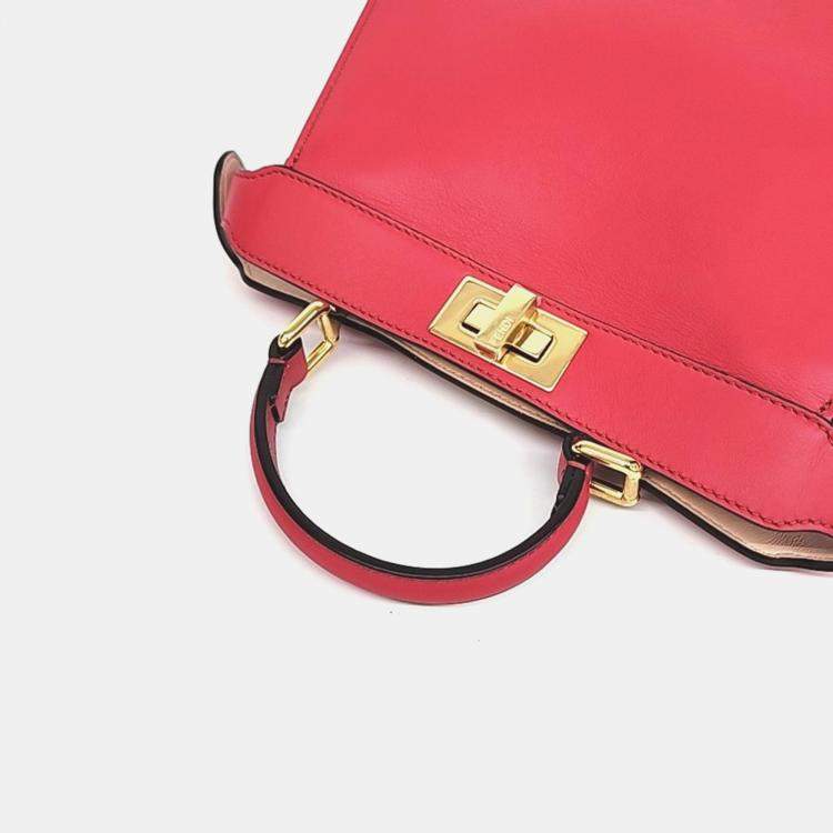 Pre Owned Fendi Pink Leather Peekaboo I See U Small Bag
