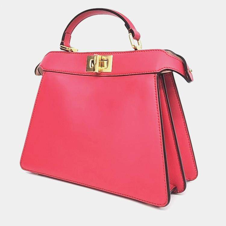 Pre Owned Fendi Pink Leather Peekaboo I See U Small Bag