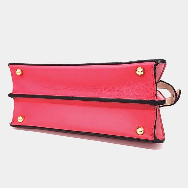 Pre Owned Fendi Pink Leather Peekaboo I See U Small Bag