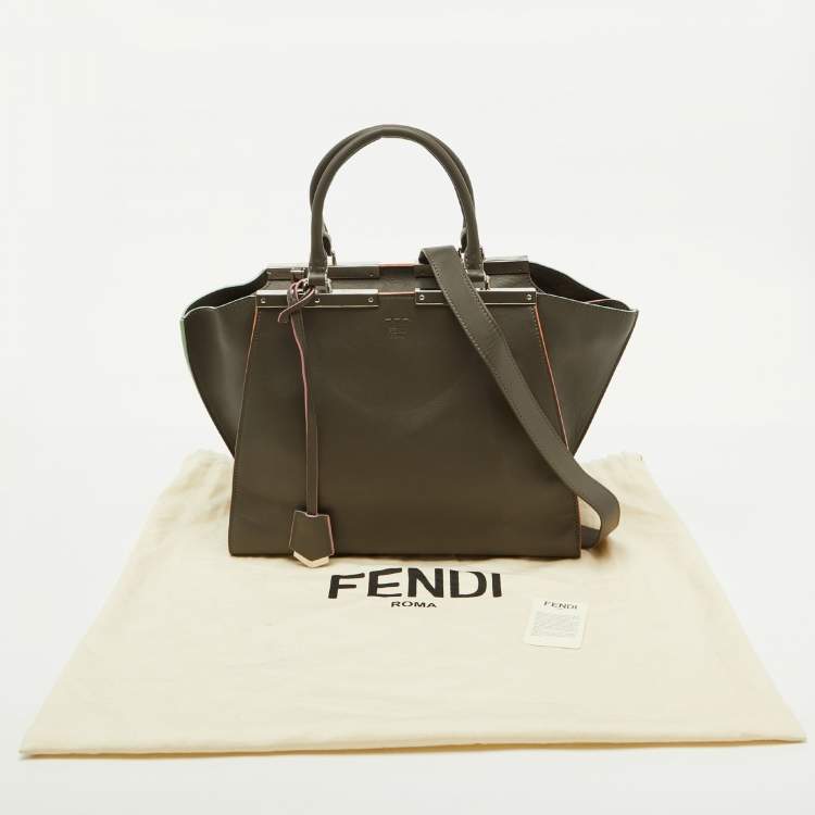 Pre Owned Fendi Dark Grey Leather Medium 3Jours Tote