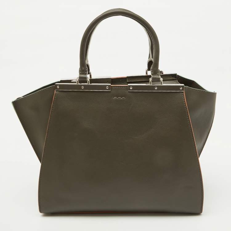 Pre Owned Fendi Dark Grey Leather Medium 3Jours Tote