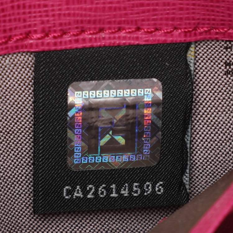 Pre Owned Fendi Pink Leather Elite Zip Around Wallet