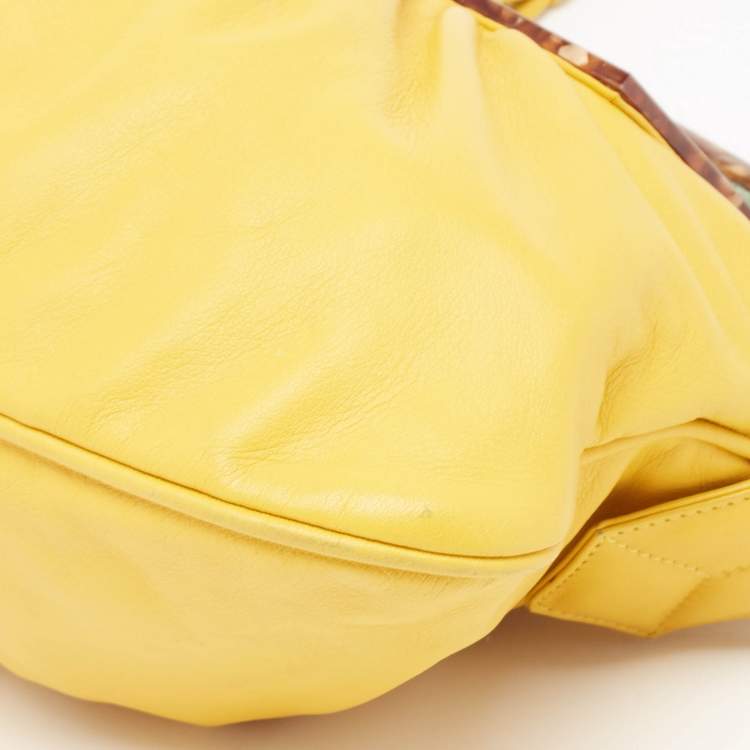 Pre Owned Fendi Yellow Leather and Snakeskin To You Convertible Clutch Bag