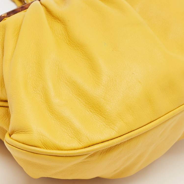 Pre Owned Fendi Yellow Leather and Snakeskin To You Convertible Clutch Bag