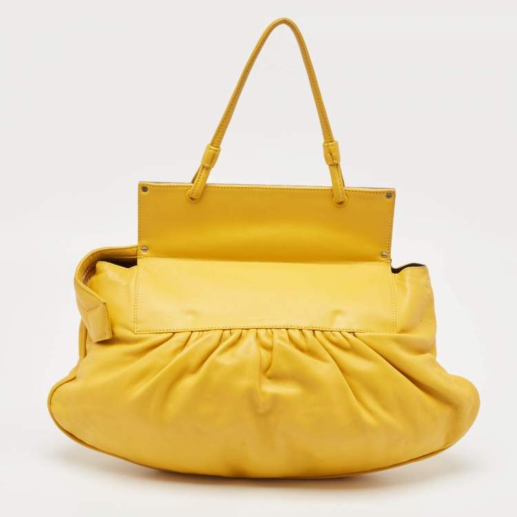 Pre Owned Fendi Yellow Leather and Snakeskin To You Convertible Clutch Bag