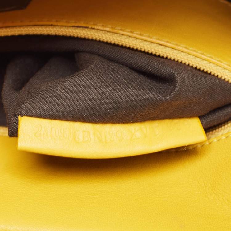 Pre Owned Fendi Yellow Leather and Snakeskin To You Convertible Clutch Bag