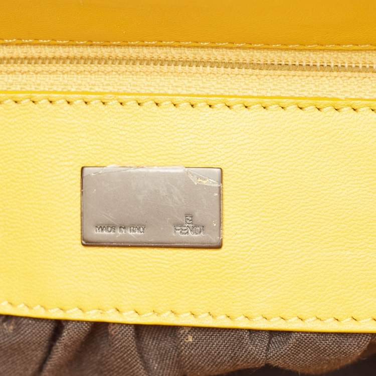 Pre Owned Fendi Yellow Leather and Snakeskin To You Convertible Clutch Bag