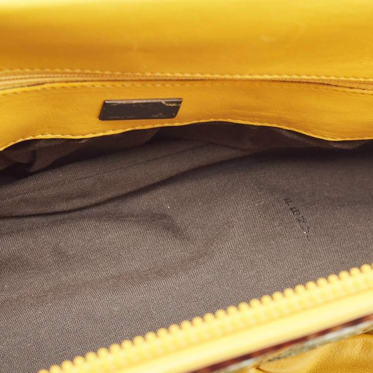 Pre Owned Fendi Yellow Leather and Snakeskin To You Convertible Clutch Bag