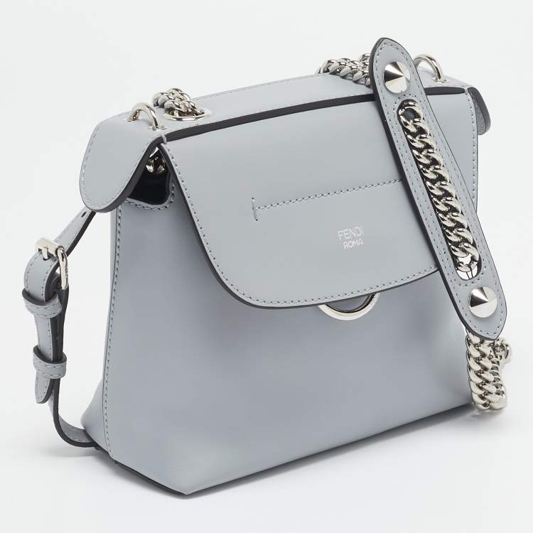 Pre Owned Fendi Light Blue Leather Mini Back To School Backpack