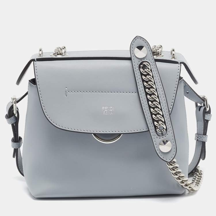 Pre Owned Fendi Light Blue Leather Mini Back To School Backpack