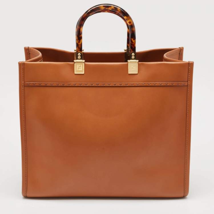 Pre Owned Fendi Brown Leather Medium Sunshine Shopper Tote