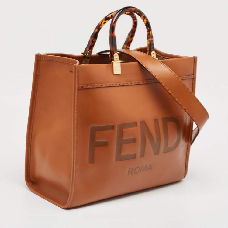 Pre Owned Fendi Brown Leather Medium Sunshine Shopper Tote