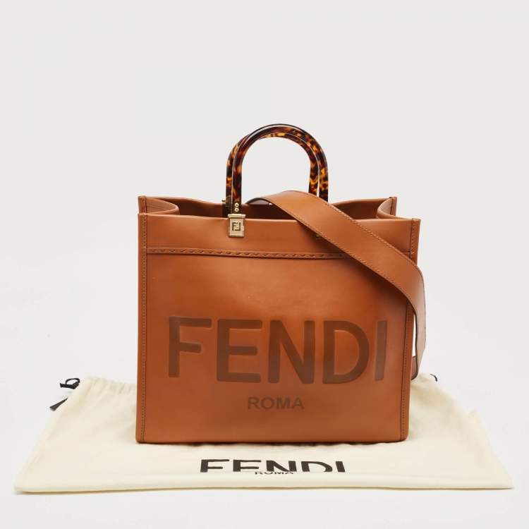 Pre Owned Fendi Brown Leather Medium Sunshine Shopper Tote