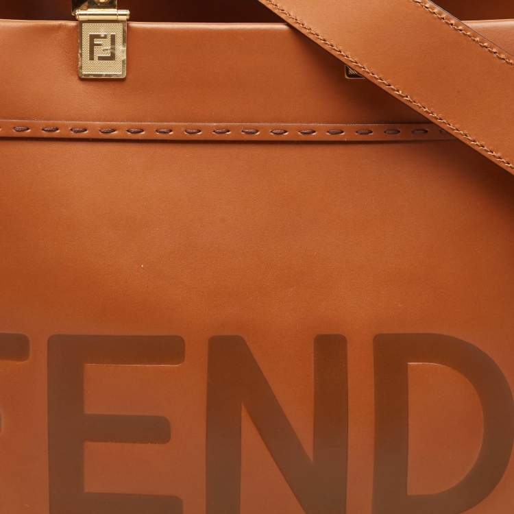 Pre Owned Fendi Brown Leather Medium Sunshine Shopper Tote