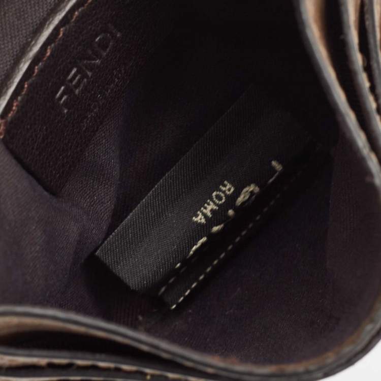 Pre Owned Fendi Tobacco Zucca Leather Card Holder