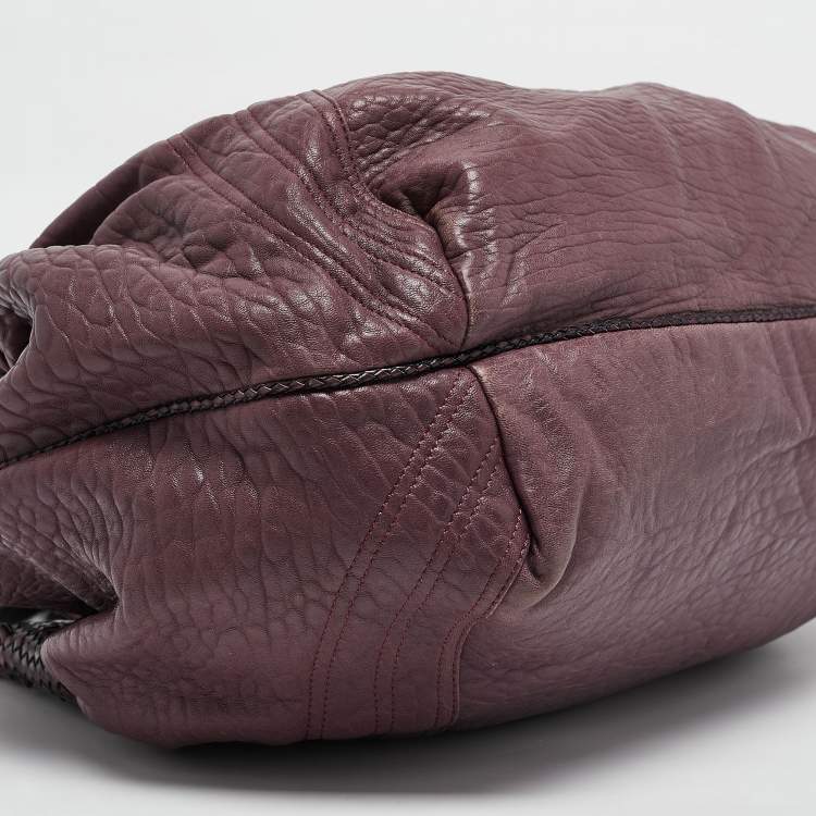 Pre Owned Fendi Purple Pebbled Leather Spy Bag