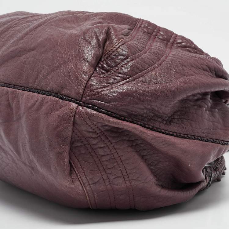 Pre Owned Fendi Purple Pebbled Leather Spy Bag