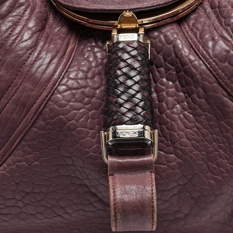 Pre Owned Fendi Purple Pebbled Leather Spy Bag