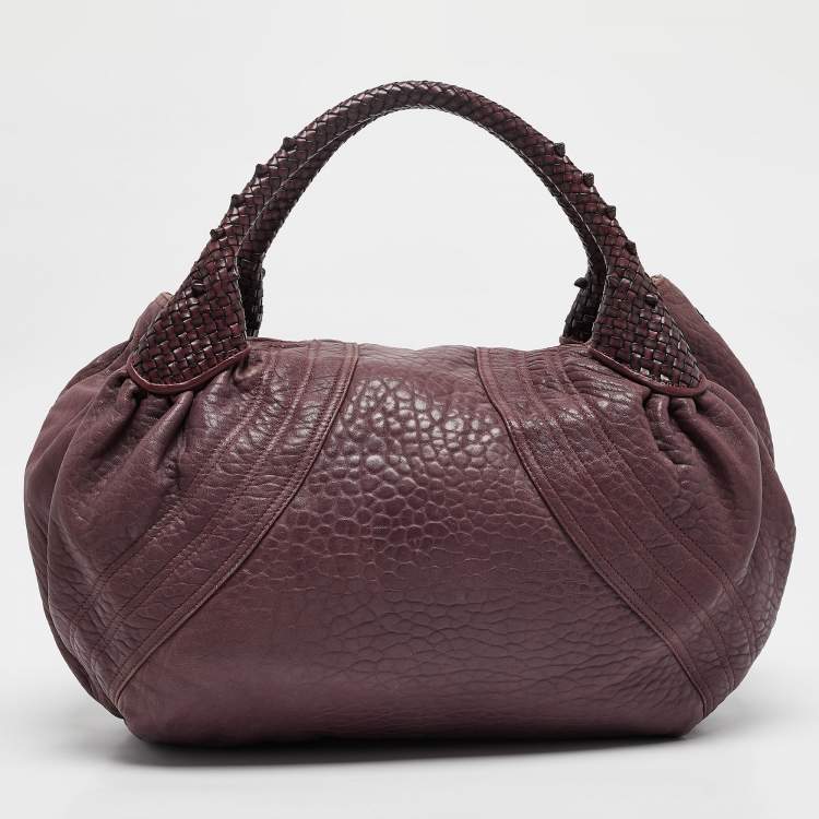 Pre Owned Fendi Purple Pebbled Leather Spy Bag