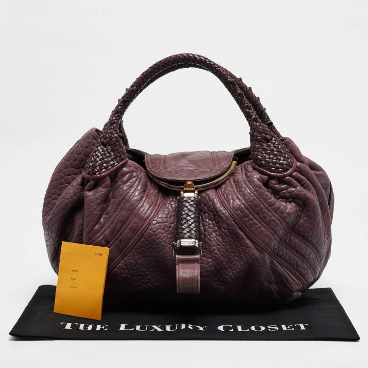 Pre Owned Fendi Purple Pebbled Leather Spy Bag
