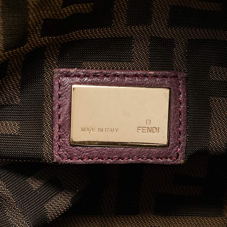 Pre Owned Fendi Purple Pebbled Leather Spy Bag