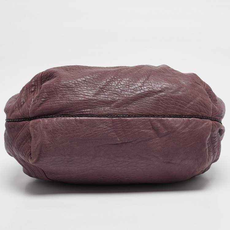 Pre Owned Fendi Purple Pebbled Leather Spy Bag