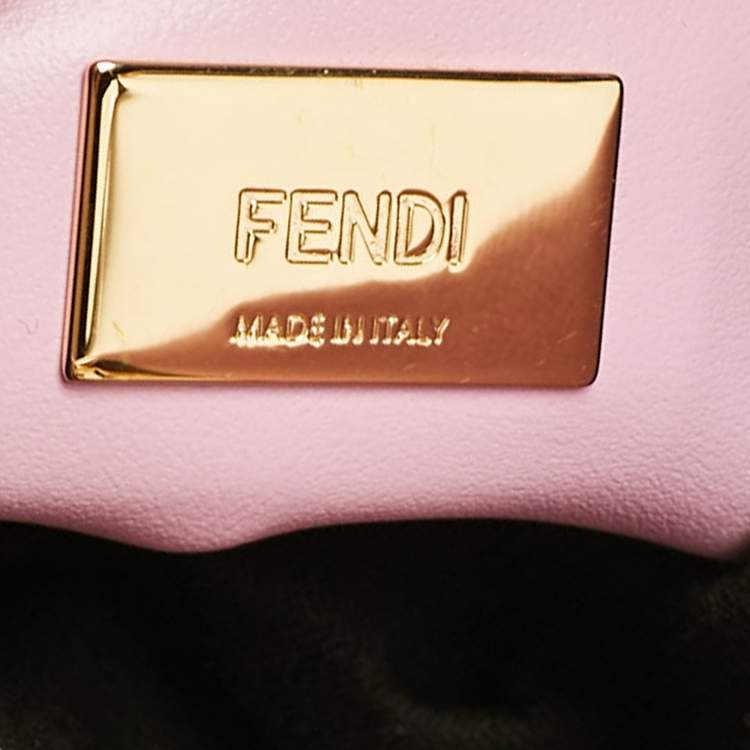 Pre Owned Fendi Light Pink Leather Mini Peekaboo Top Handle Bag