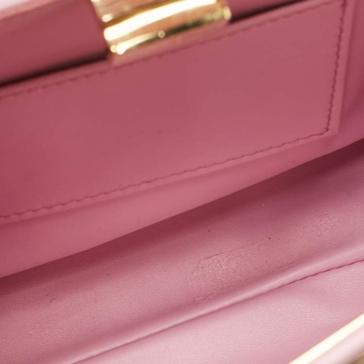 Pre Owned Fendi Light Pink Leather Mini Peekaboo Top Handle Bag