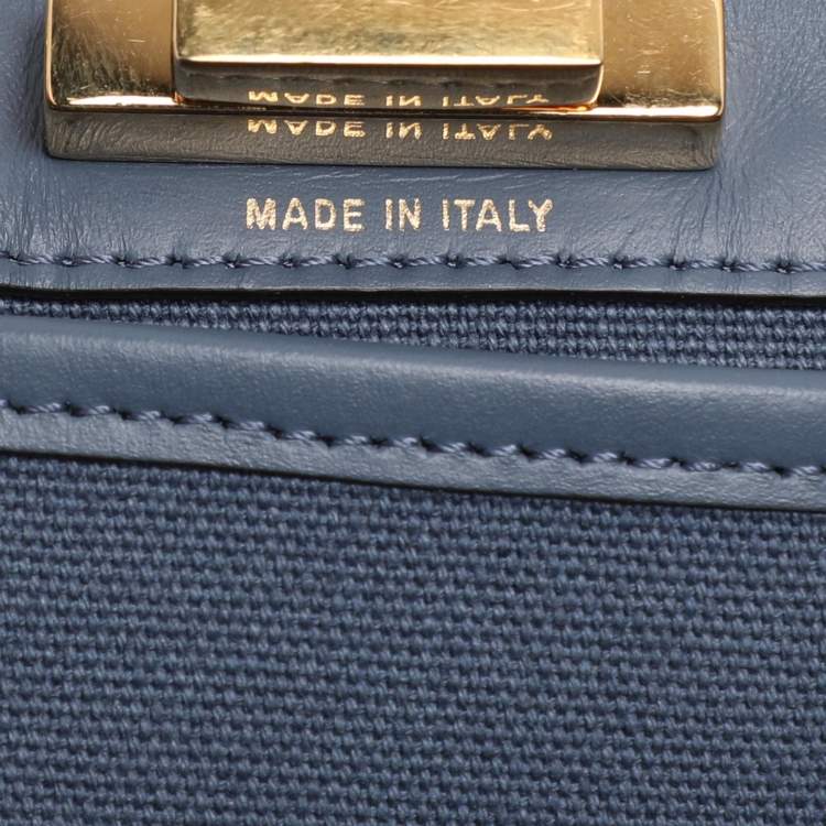 Pre Owned Fendi Blue Zucca Canvas and Leather Medium FF Peekaboo X Tote
