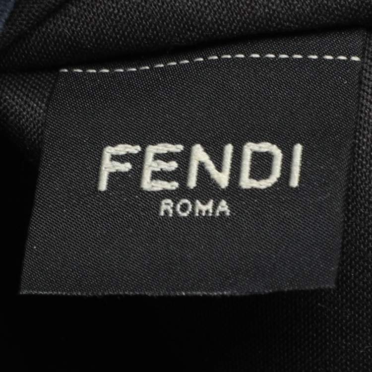 Pre Owned Fendi Blue Zucca Canvas and Leather Medium FF Peekaboo X Tote