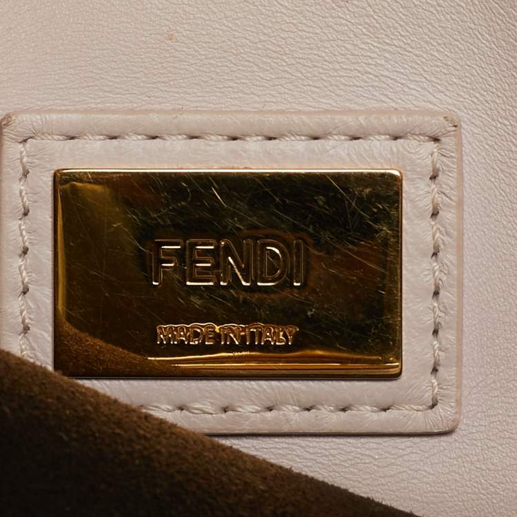 Pre Owned Fendi Dark Brown Leather Medium Peekaboo Top Handle Bag