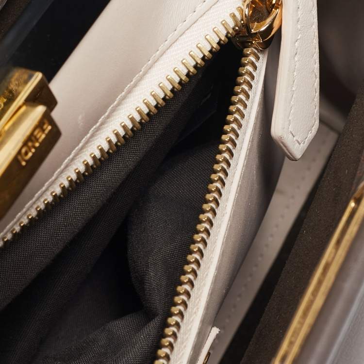 Pre Owned Fendi Dark Brown Leather Medium Peekaboo Top Handle Bag