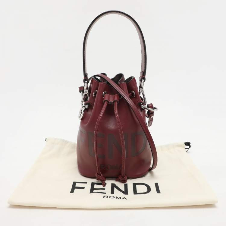 Pre Owned Fendi Burgundy Leather Mini Mon Tresor Bucket Bag