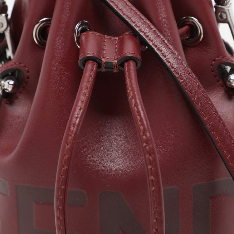 Pre Owned Fendi Burgundy Leather Mini Mon Tresor Bucket Bag