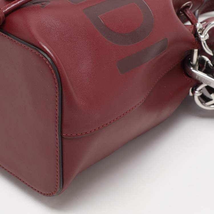 Pre Owned Fendi Burgundy Leather Mini Mon Tresor Bucket Bag