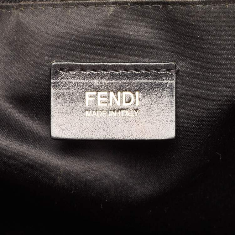 Pre Owned Fendi Black/Tobacco Quilted Zucca Fabric and Patent Leather Roll Tote