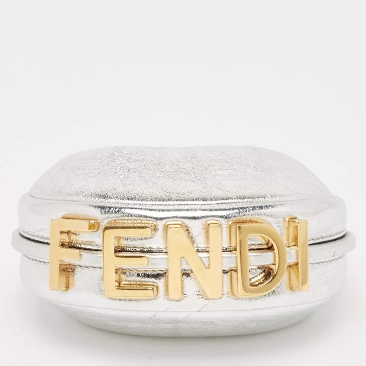 Pre Owned Fendi Silver Leather Nano Fendigraphy Hobo