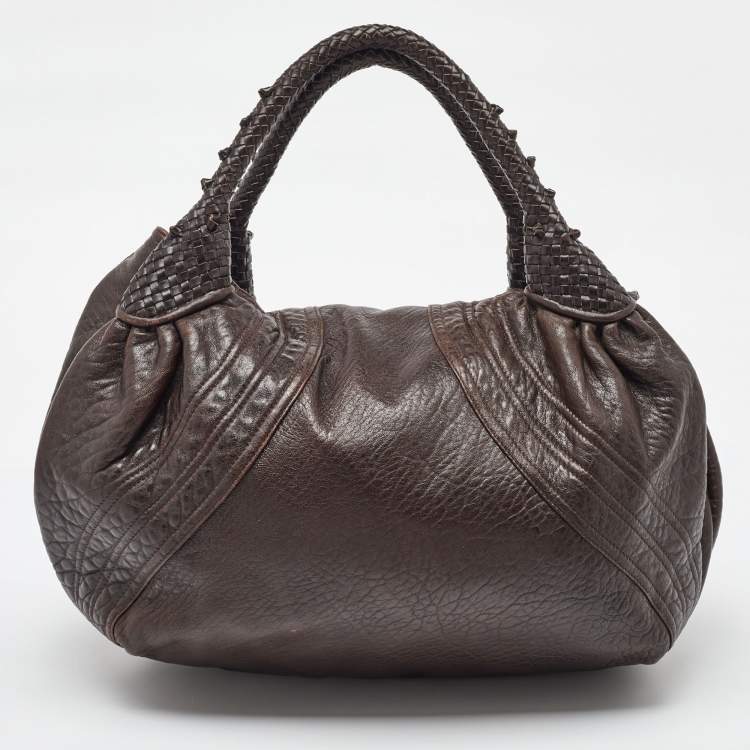 Pre Owned Fendi Brown Nappa Leather Spy Bag