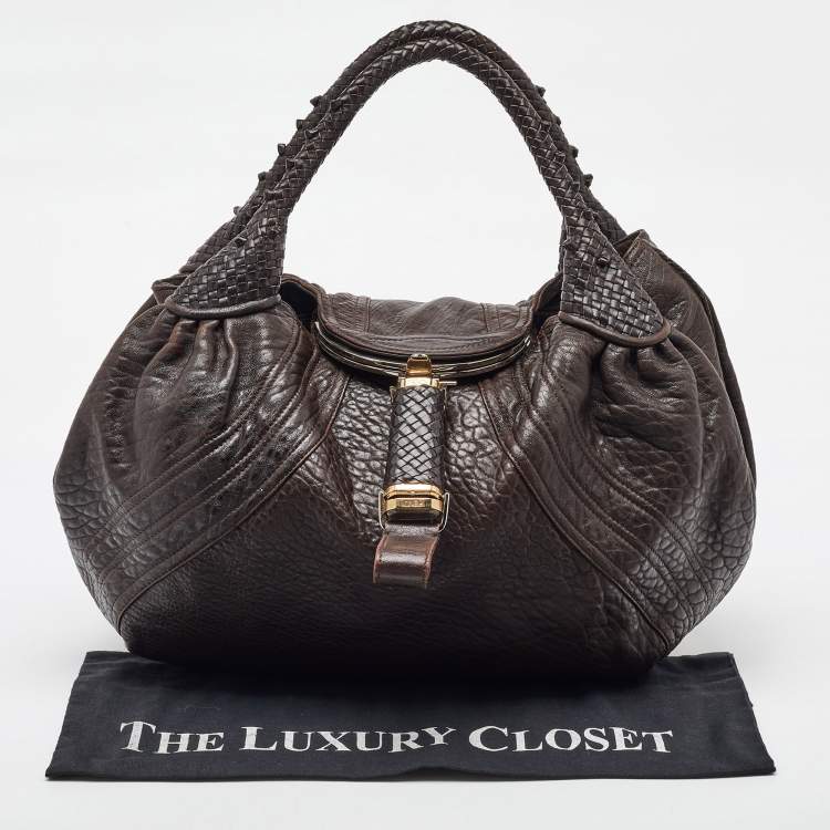 Pre Owned Fendi Brown Nappa Leather Spy Bag