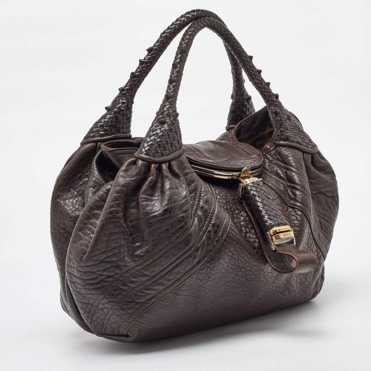 Pre Owned Fendi Brown Nappa Leather Spy Bag