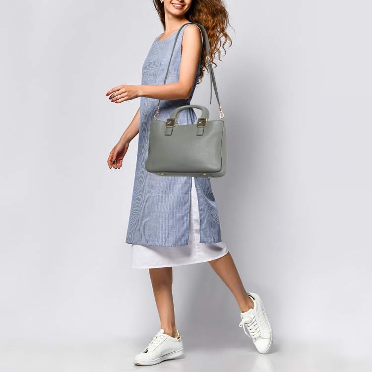 Pre Owned Fendi Grey Leather Gloria Tote