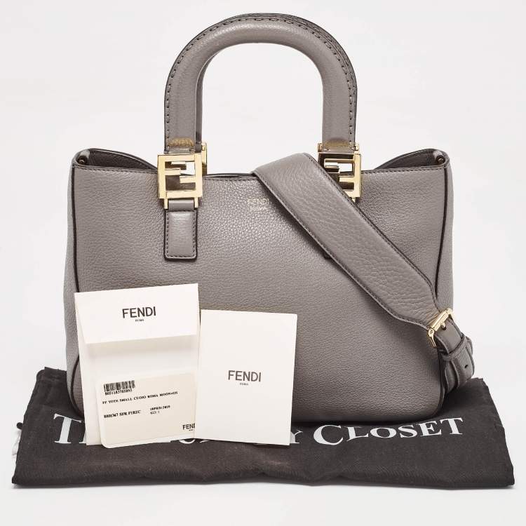 Pre Owned Fendi Grey Leather Gloria Tote