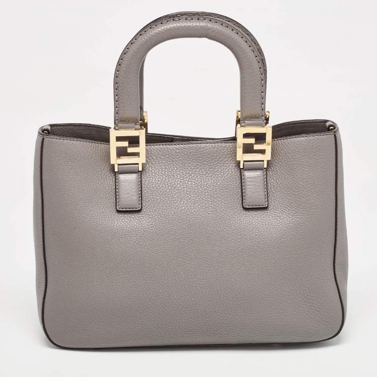 Pre Owned Fendi Grey Leather Gloria Tote