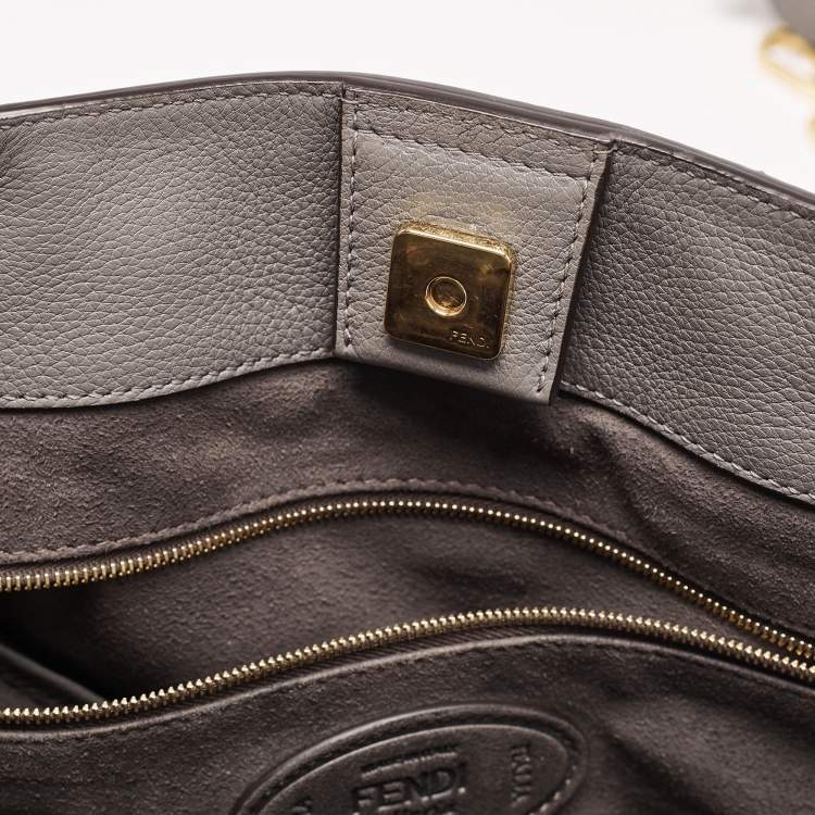Pre Owned Fendi Grey Leather Gloria Tote