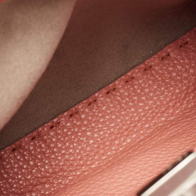 Pre Owned Fendi Old Rose Leather and Snakeskin Leather Mini Whipstitch Peekaboo Top Handle Bag