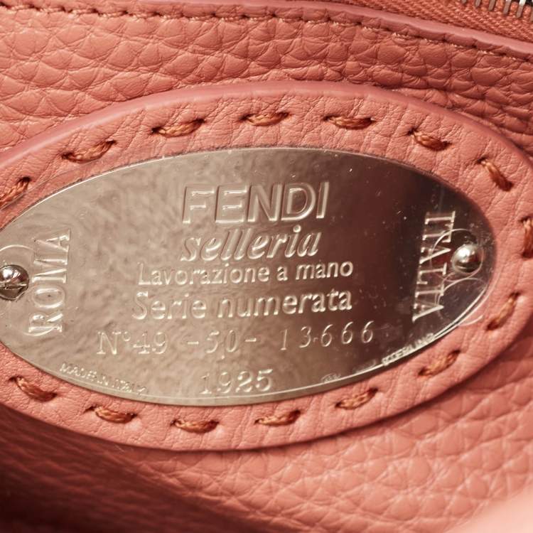 Pre Owned Fendi Old Rose Leather and Snakeskin Leather Mini Whipstitch Peekaboo Top Handle Bag
