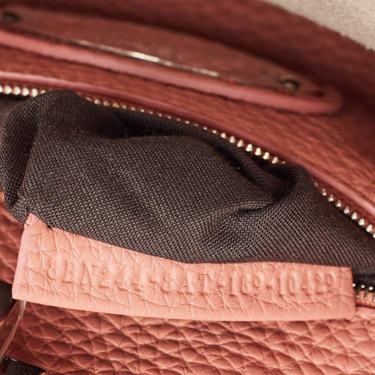 Pre Owned Fendi Old Rose Leather and Snakeskin Leather Mini Whipstitch Peekaboo Top Handle Bag